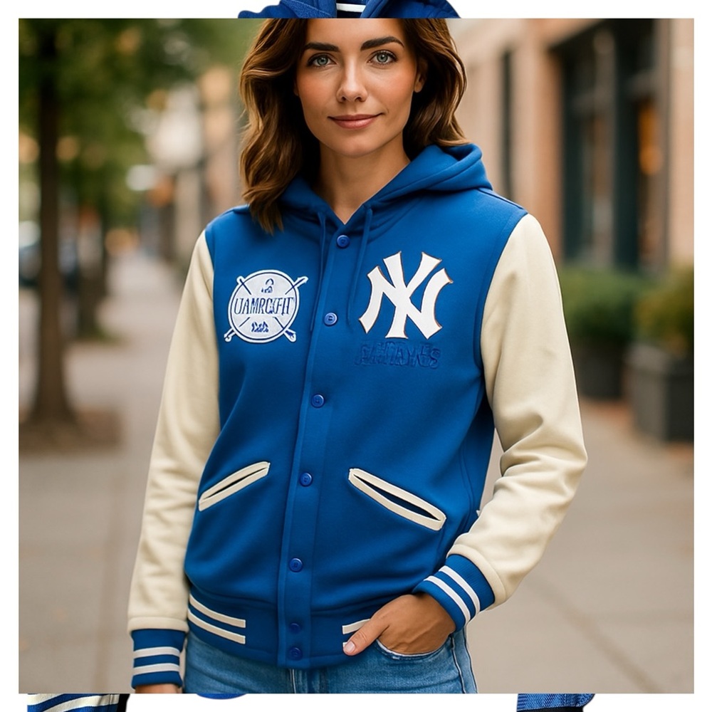 MLB Blue and White Varsity Jacket with Classic Design